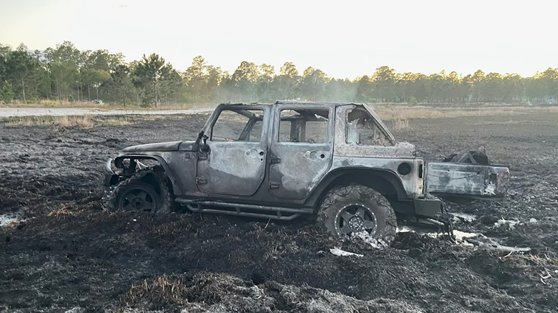 Jeep burned down forestm