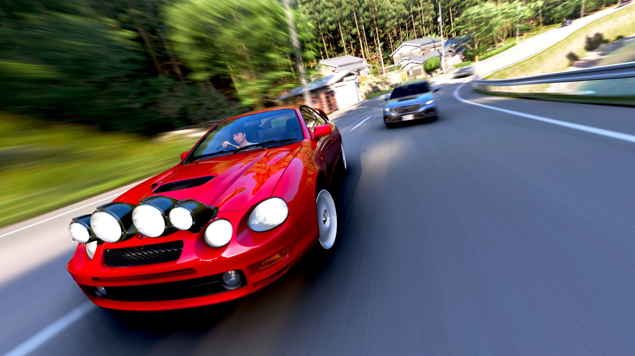 Forza Horizon 6 phot with Toyota Celica drifting toward camera