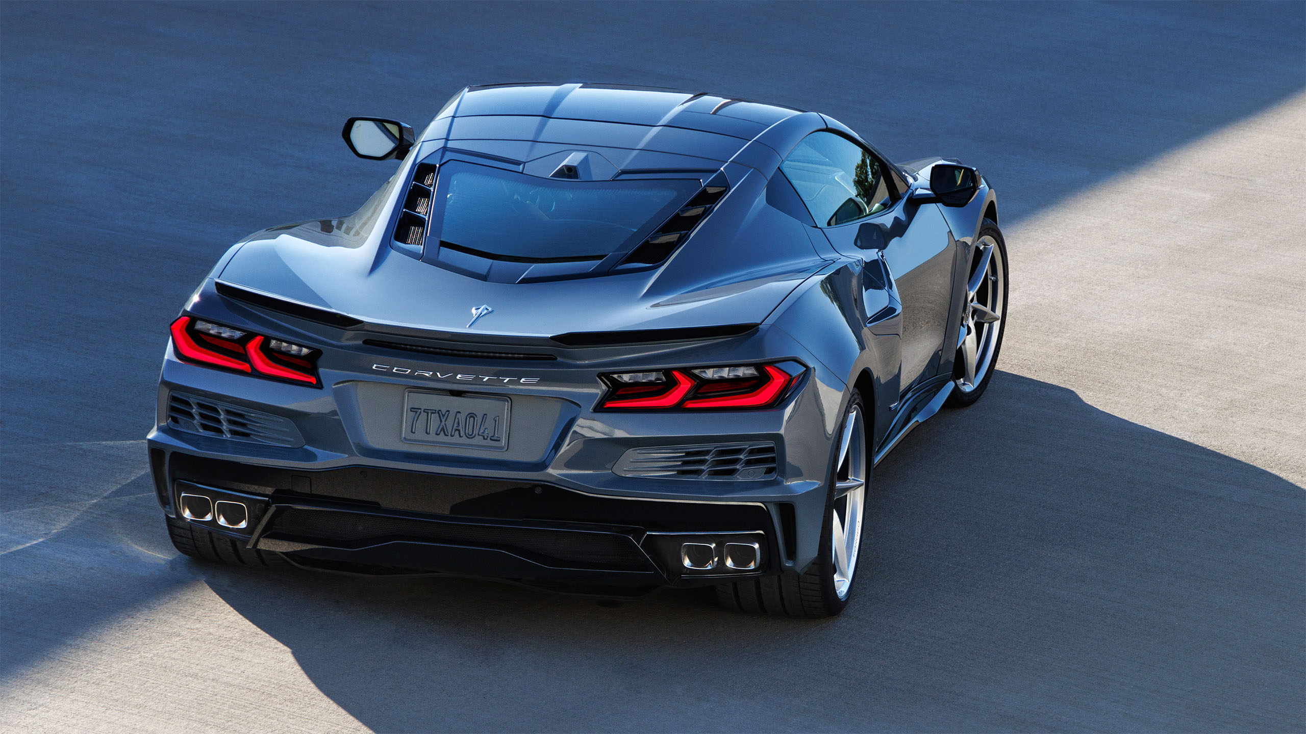 Rear 7/8 view of 2024 Chevrolet Corvette E-Ray 3LZ coupe