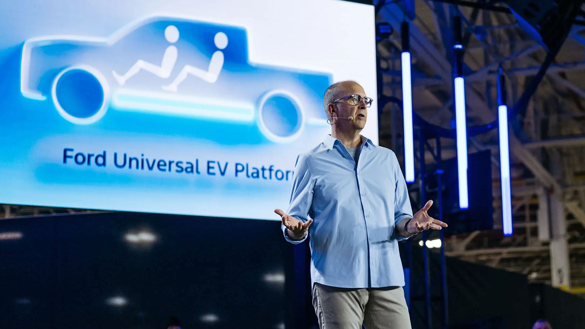 Doug Field presents Ford's Universal EV platform.