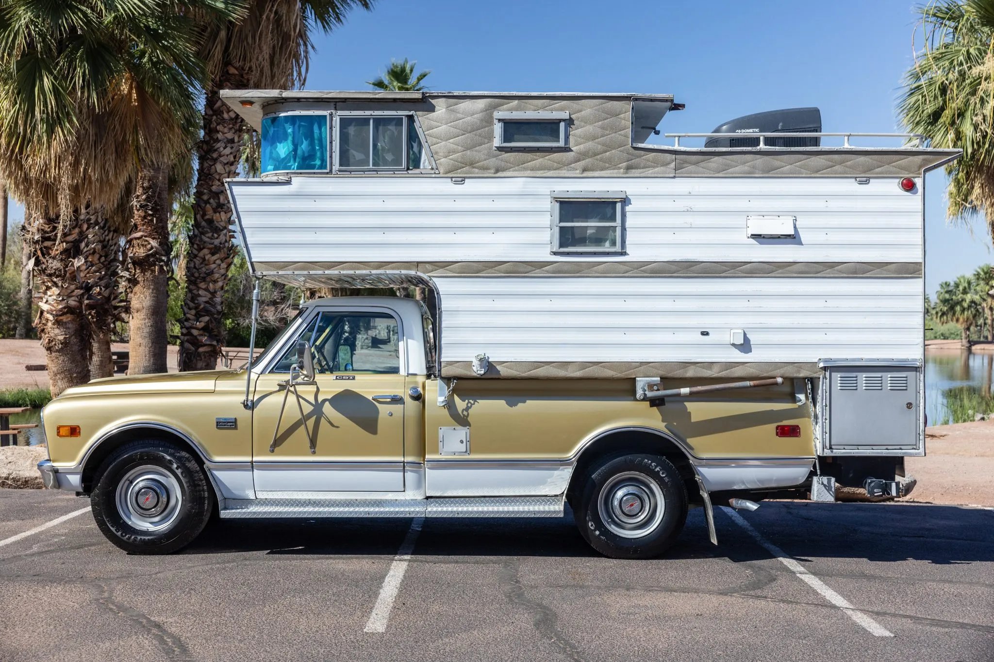 1968 Chevy C20 with a 1966 Del Rey Sky Lounge Camper