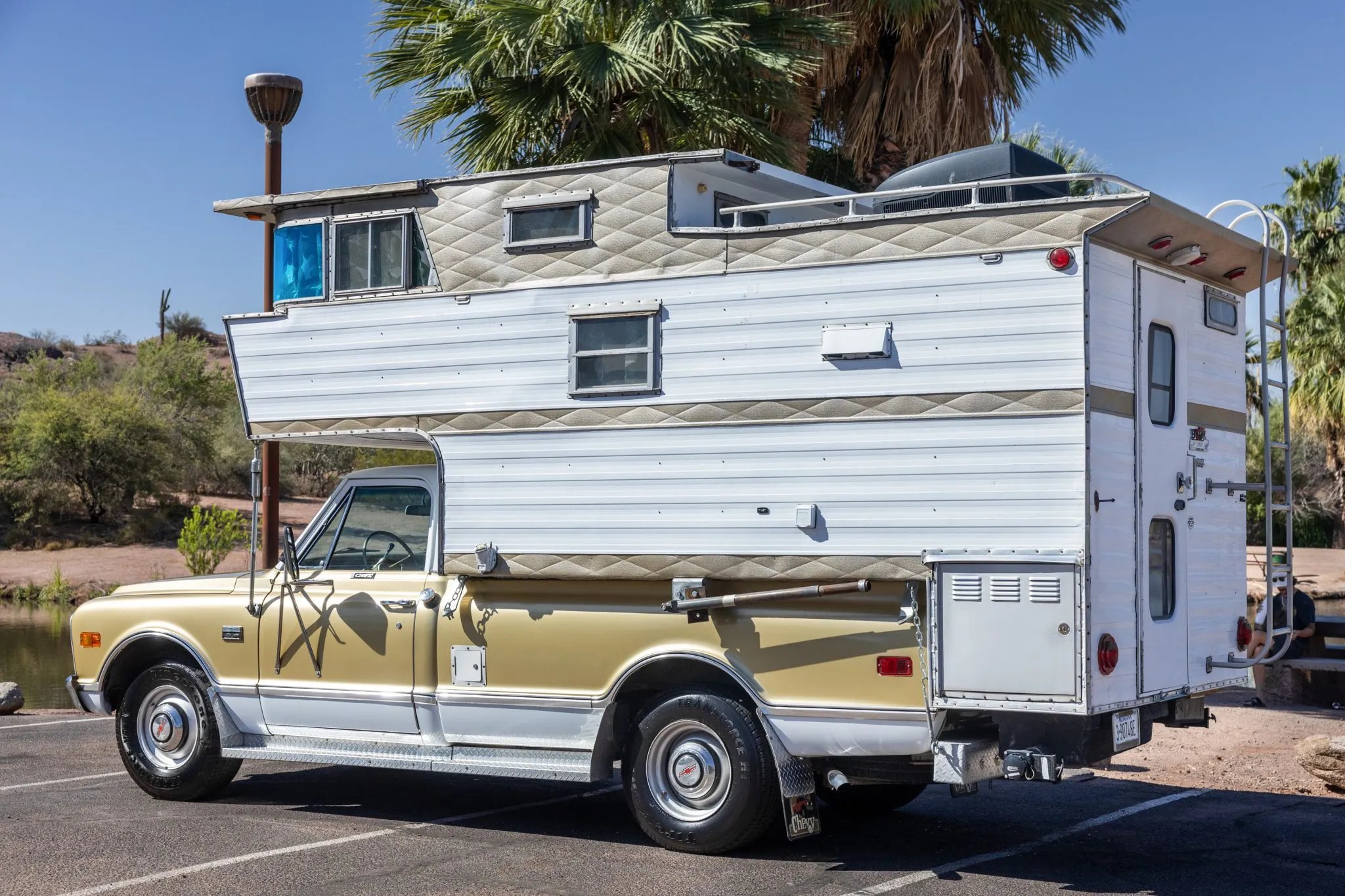 1968 Chevy C20 with a 1966 Del Rey Sky Lounge Camper