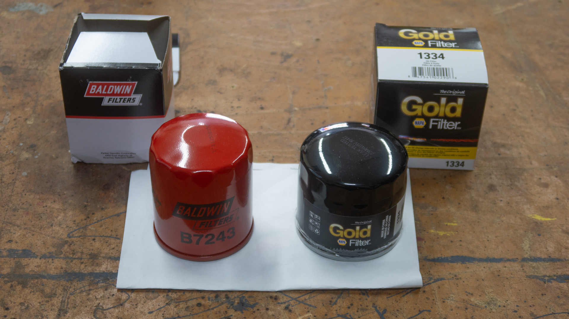 Baldwin and NAPA oil filters.