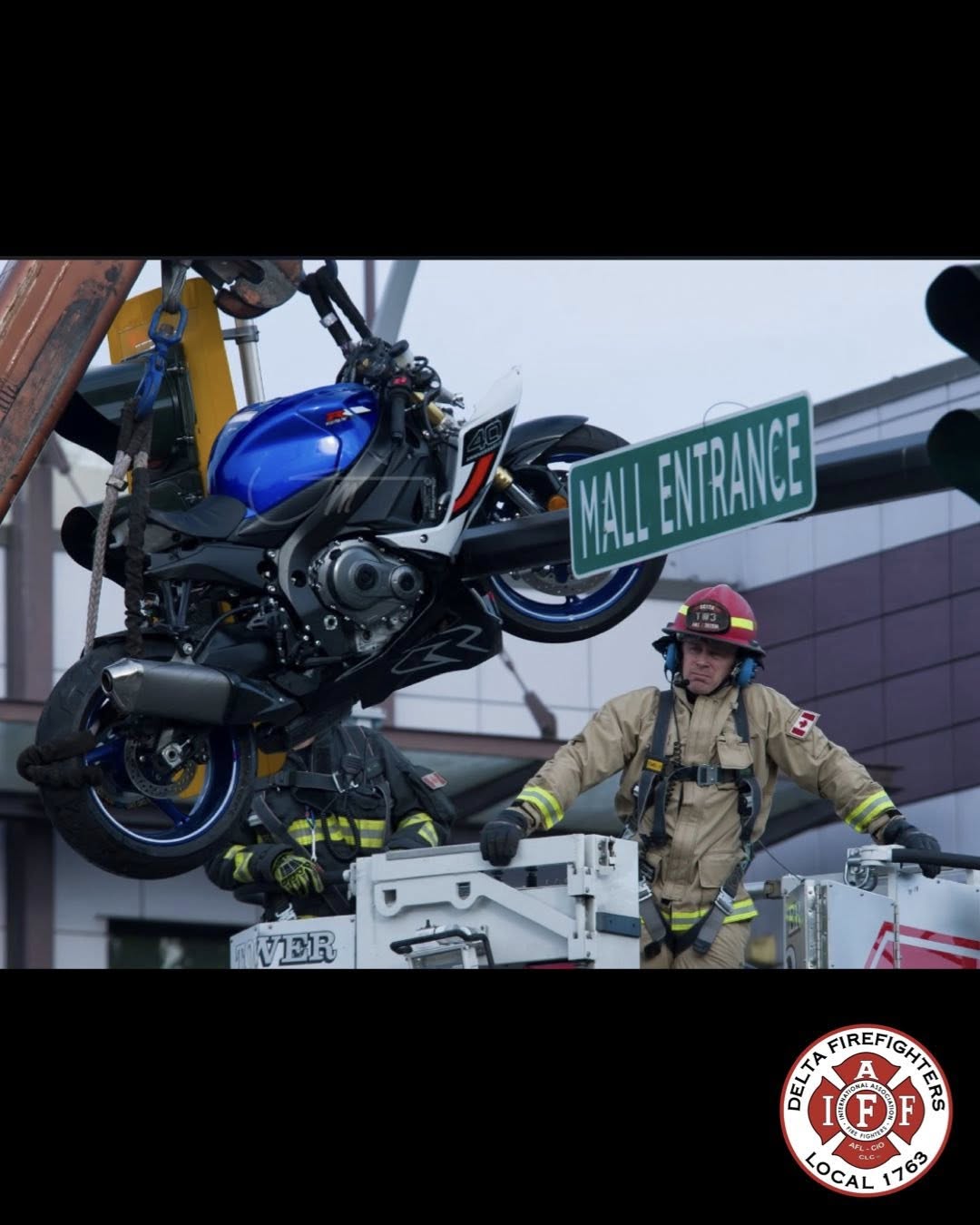 Photo of motorcycle crash aftermath posted by local fire crew