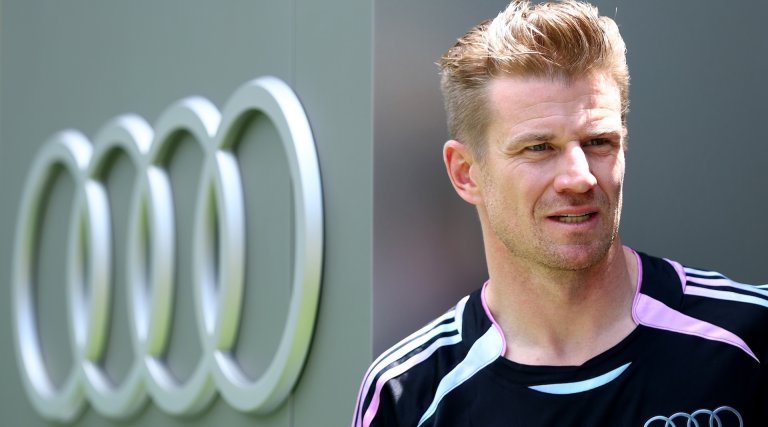 MIAMI, FLORIDA - APRIL 30: Nico Hulkenberg of Germany and Audi F1 Team looks on in the Paddock during previews ahead of the F1 Grand Prix of Miami at Miami International Autodrome on April 30, 2026 in Miami, Florida. (Photo by Clive Mason/Getty Images)