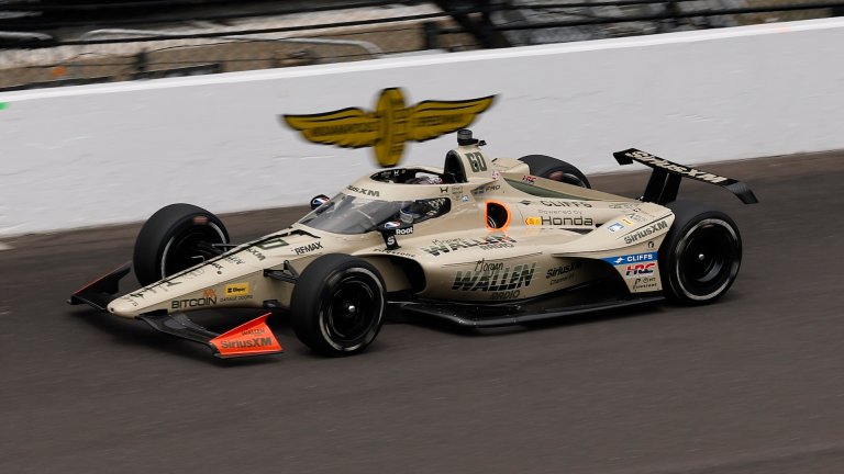 INDIANAPOLIS, IN - MAY 22: Felix Rosenqvist, Felix Rosenqvist of the #60 SiriusXM / Texas A&M Honda goes into turn one during practice for the NTT IndyCar Series Miller Light Carb Day on May 22, 2026 at Indianapolis Motor Speedway in Indianapolis, IN. (Photo by Jeffrey Brown/Icon Sportswire)