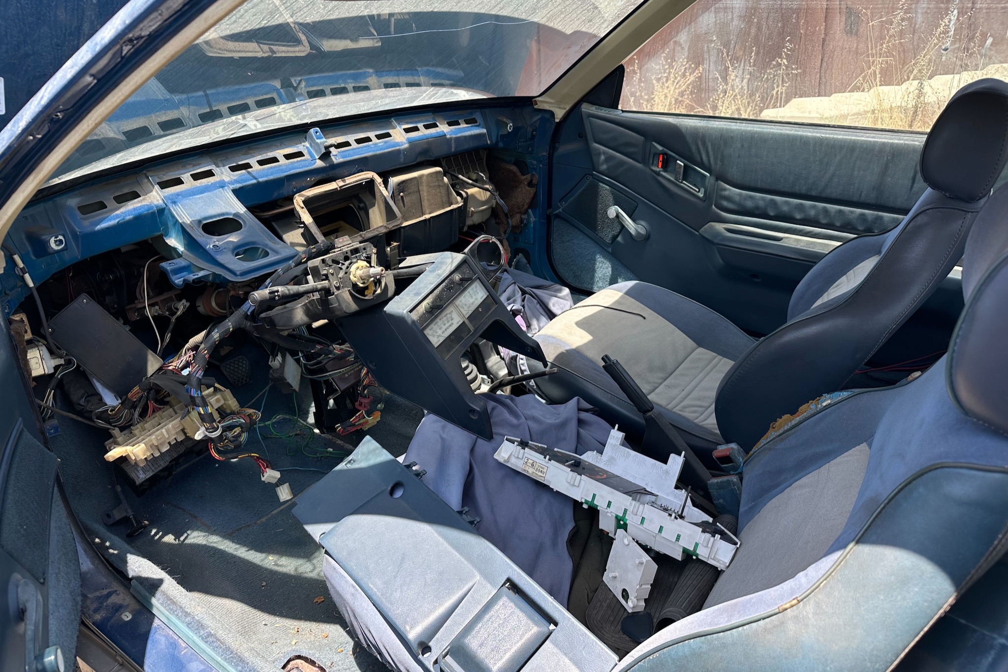 Honda CRX EV conversion in a junkyard
