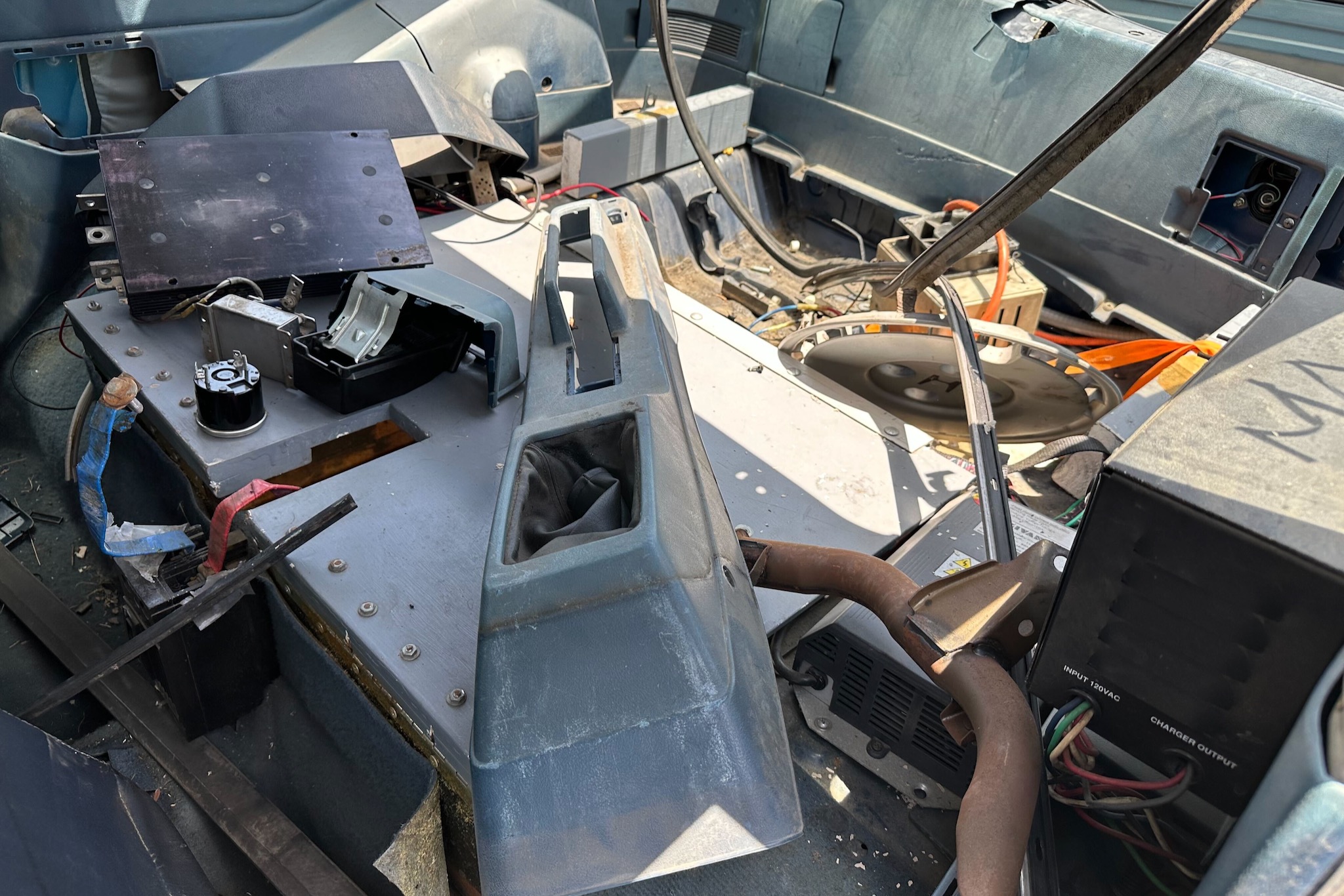 Honda CRX EV conversion in a junkyard
