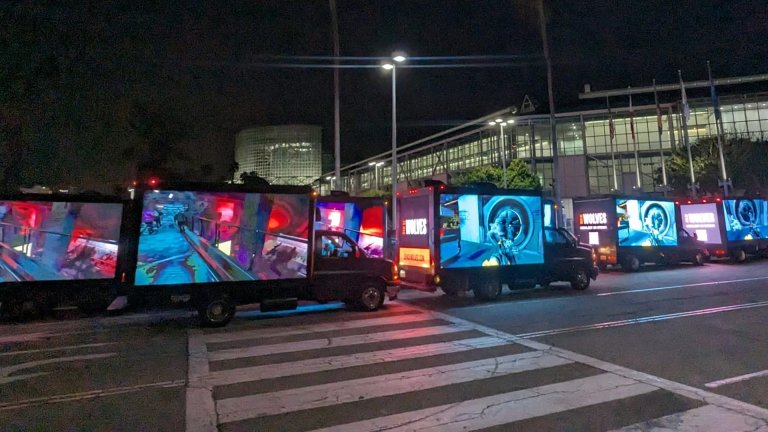 Lit up trucks