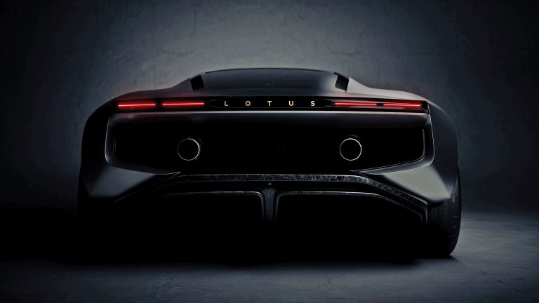 A teaser shot of the back of Lotus's Type 135 supercar.
