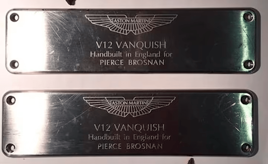 Pierce Brosnan Aston Martin Vanquish plaques