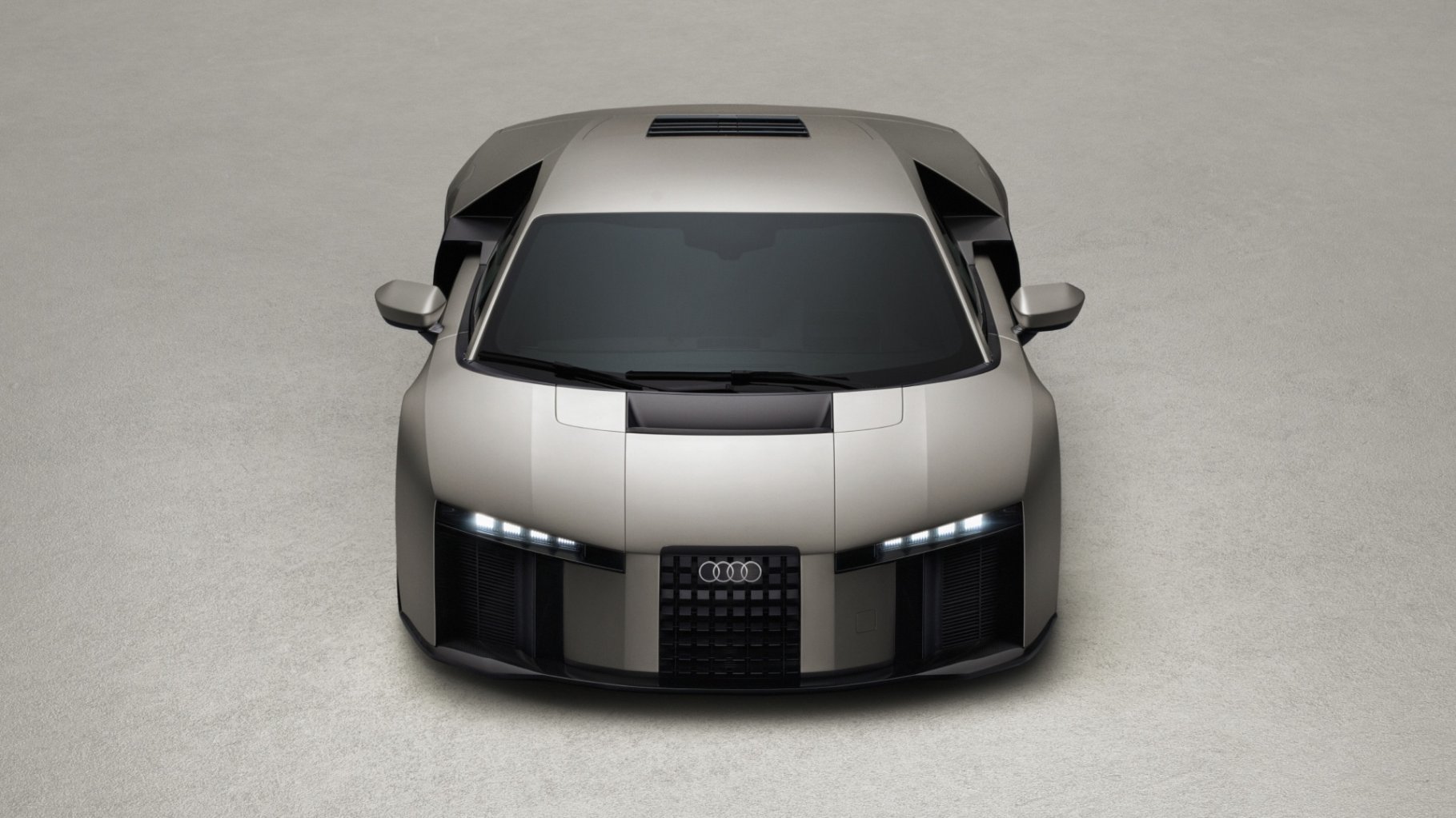 Titanium, static studio shot, exterior, frontal view top-down perspective