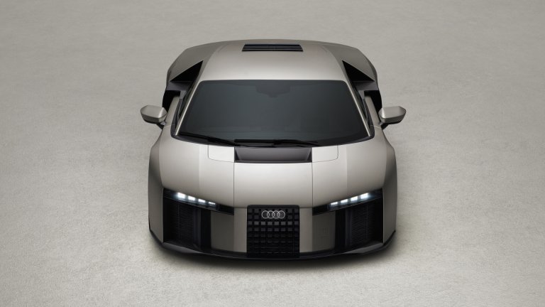 Titanium, static studio shot, exterior, frontal view top-down perspective