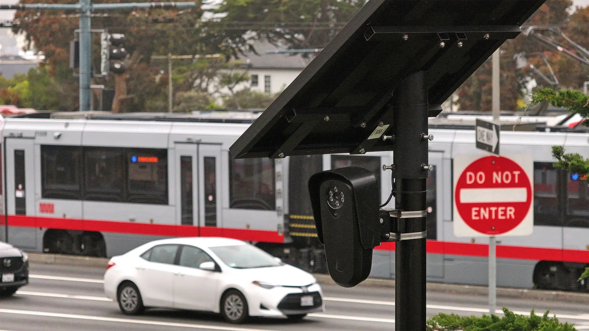 An automated license plate reader is seen mounted on a pole on June 13, 2024 in San Francisco, California.