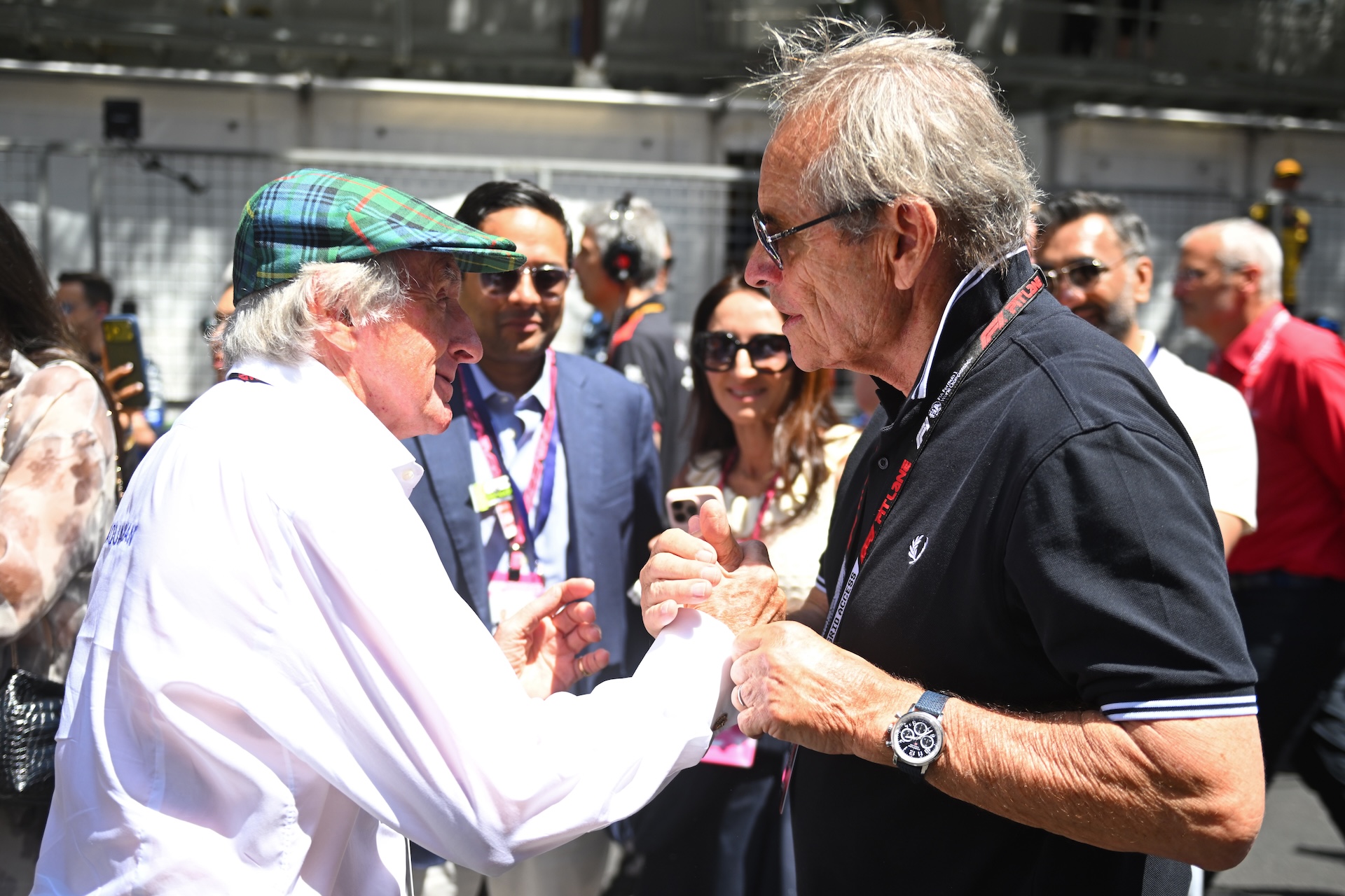 Monte-Carlo, Monaco – June 07: Sir Jackie Stewart and Jacky Ickx in the paddock before the F1 Grand Prix of Monaco at the Circuit de Monaco on June 07, 2026 in Monte-Carlo, Monaco. (Photo by Rudy Carrazevoli/Getty Images)