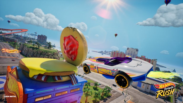 Hot Wheels Infinite Rush screenshot of car jumping in air