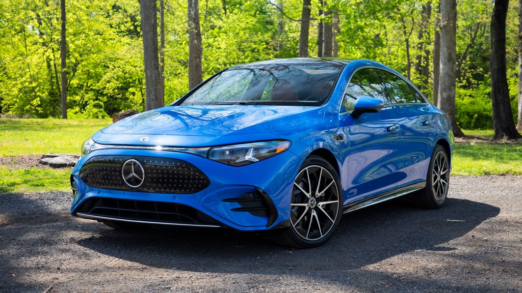 Mercedes CLA 350 front three-quarter view in blue