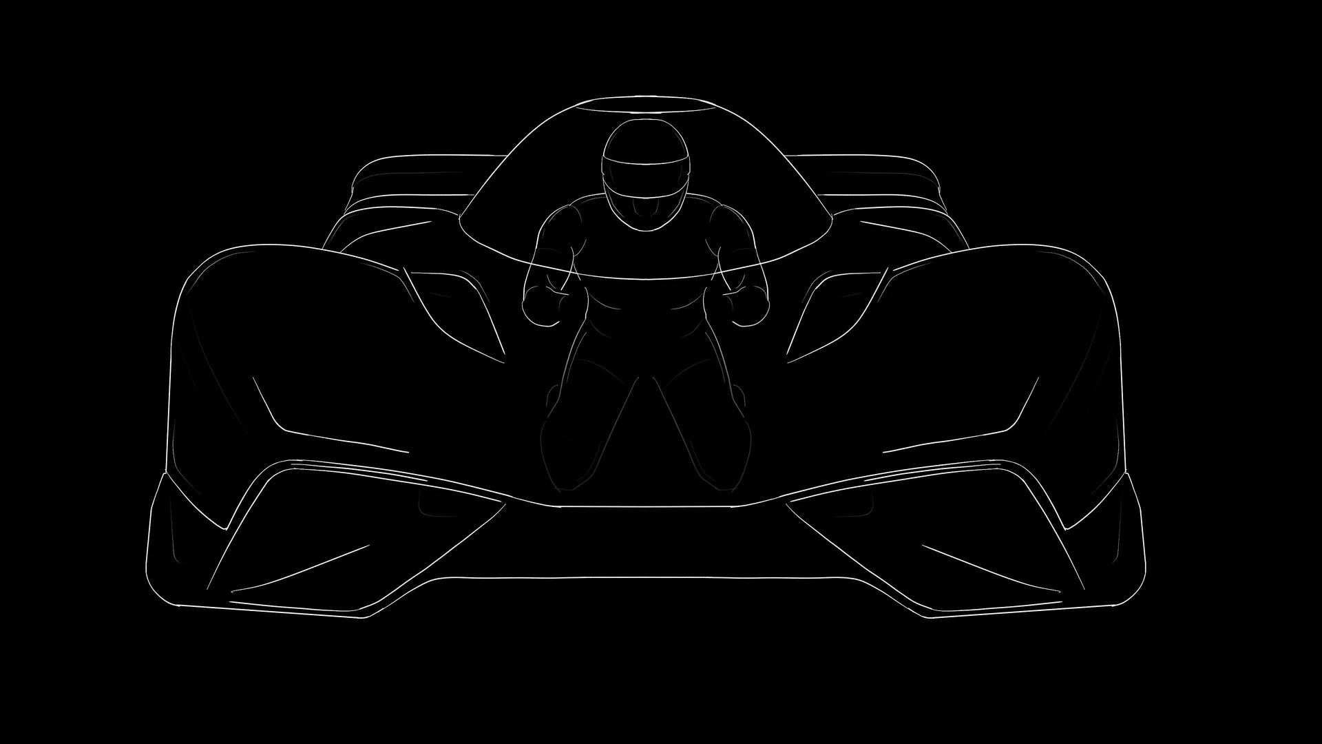 Sketch of Sanrivatti supercar showing motorcycle-like seating position
