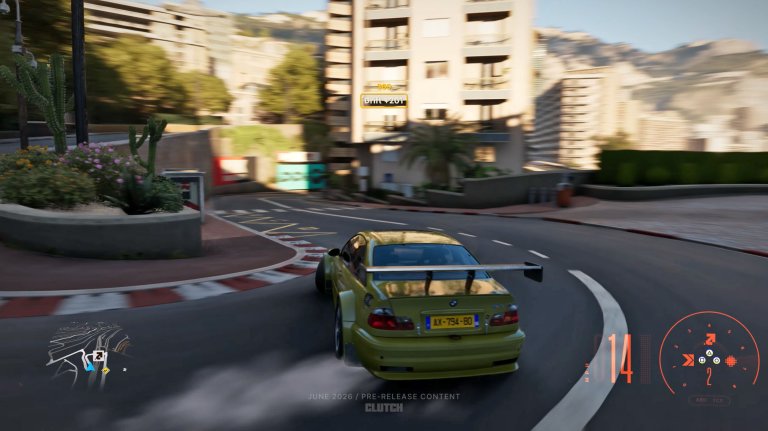BMW M3 GTR drifting around Monaco hairpin