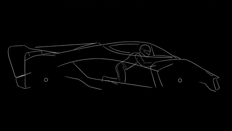 Sketch of Sanrivatti supercar showing motorcycle-like seating position