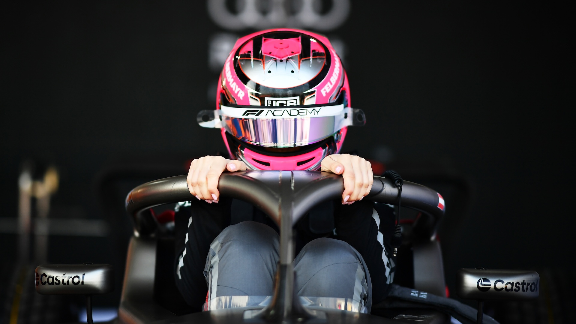 SHANGHAI, CHINA - MARCH 13: Emma Felbermayr of Austria and Rodin Motorsport (5) prepares to drive during practice ahead of F1 Academy Round 1 at Shanghai International Circuit on March 13, 2026 in Shanghai, China. (Photo by James Sutton/LAT Images)
