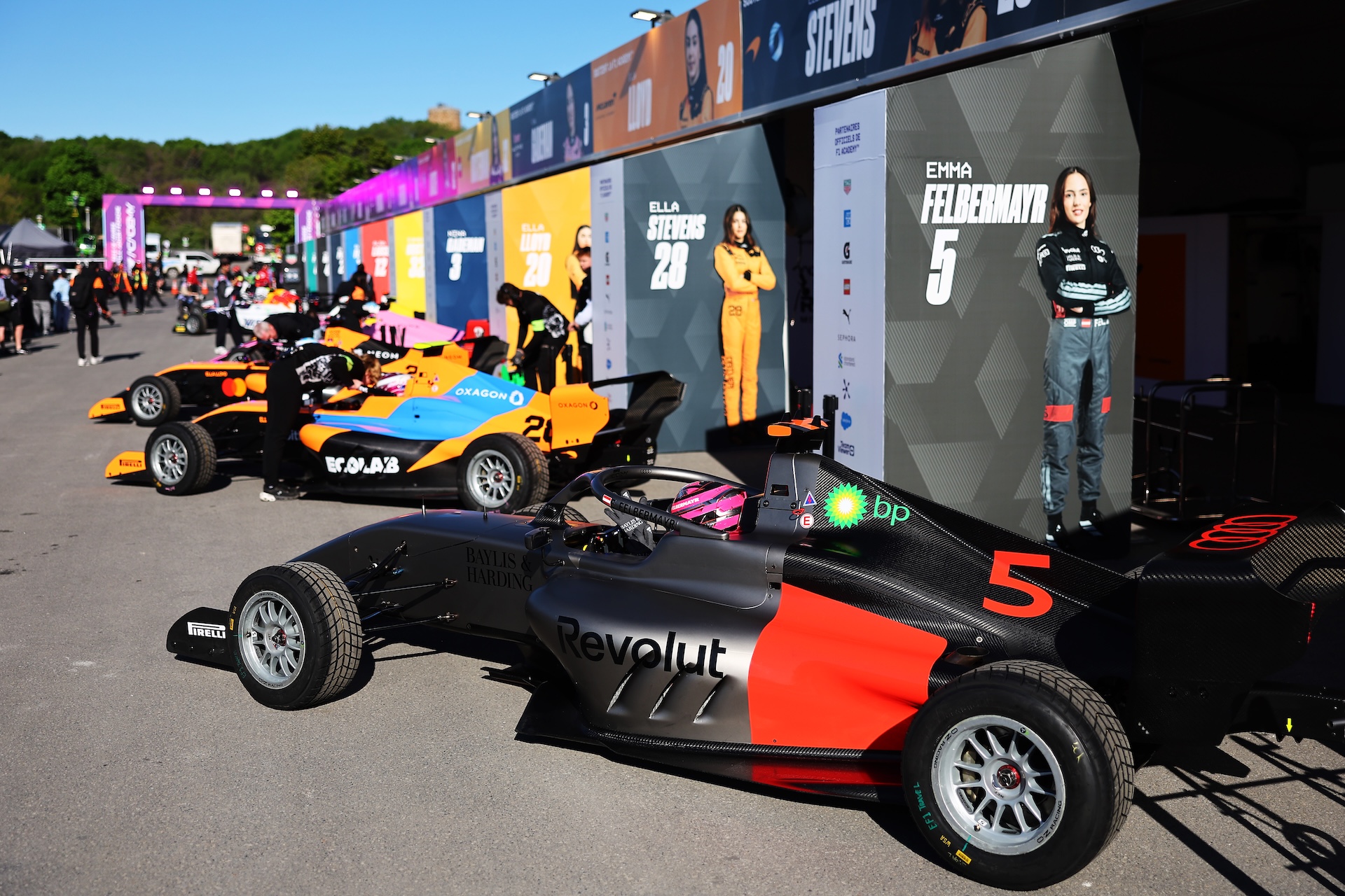 MONTREAL, QUEBEC - MAY 22: Emma Felbermayr of Austria and Rodin Motorsport (5) prepares to drive during practice ahead of F1 Academy Round 2 at Circuit Gilles Villeneuve on May 22, 2026 in Montreal, Quebec. Audi F1 Team (Photo by Andy Hone/LAT Images)