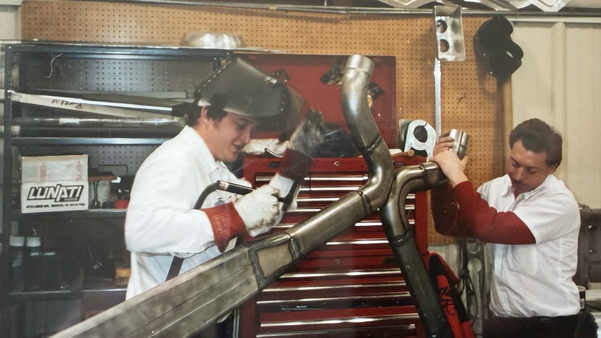 X-pipe exhaust fabrication at Morgan-McClure Motorsports