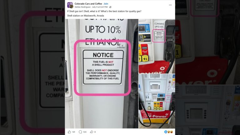 Photo of a Shell fuel pump posted to Facebook.