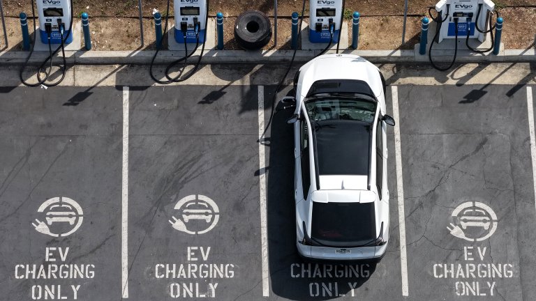 EV charging in U.S. viewed from overhead