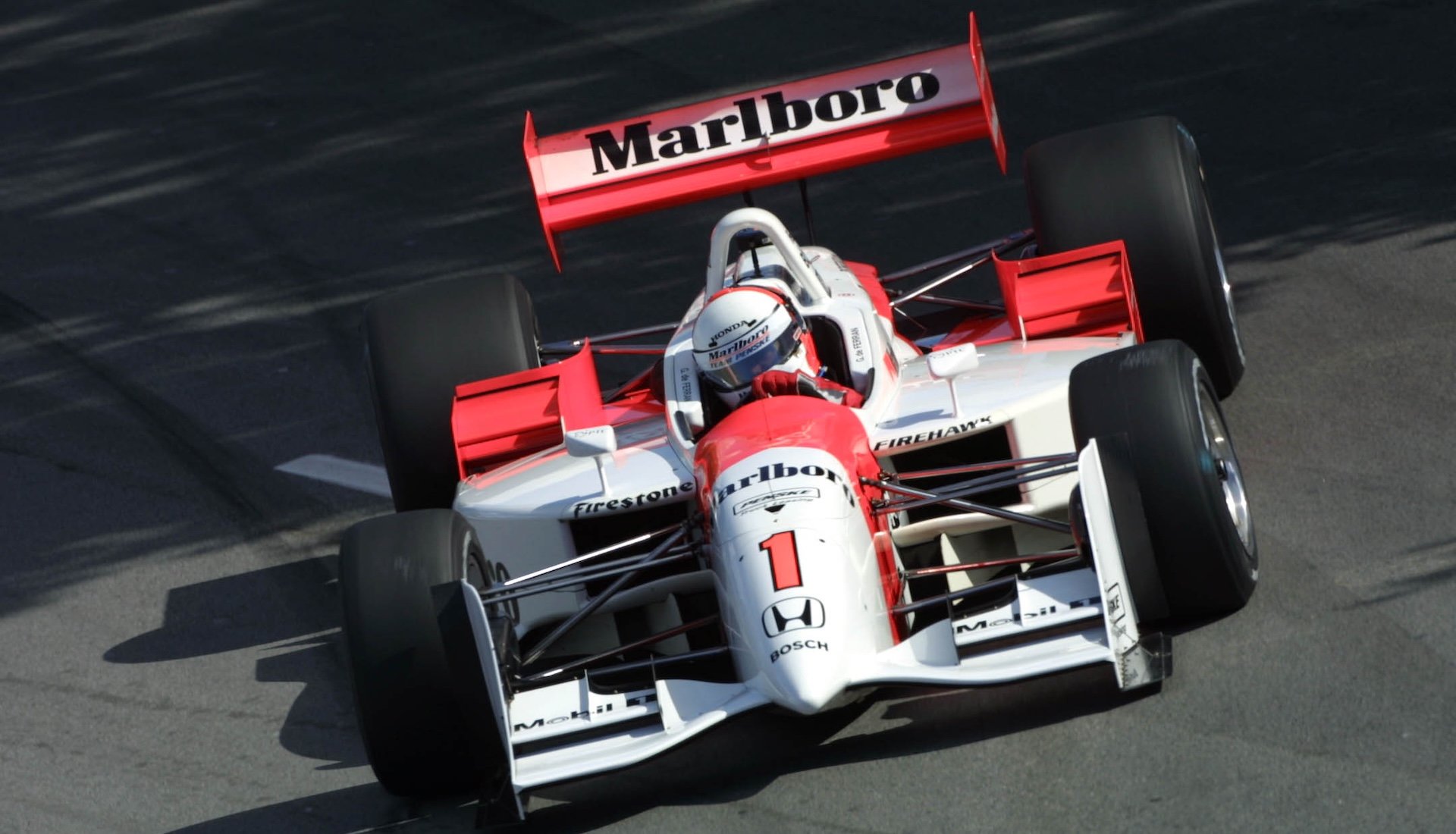 01 September 2001: Marlboro Team Penske driver Gil de Ferran drives his Honda Reynard during the Saturday morning practice session for the Molson Indy Vancouver, round 15 of the CART (Championship Auto Racing Teams) FedEx Championship Series at the Concord Pacific Place in Vancouver, British Columbia, Canada. Digital Image. Mandatory Credit: Robert Laberge/ALLSPORT