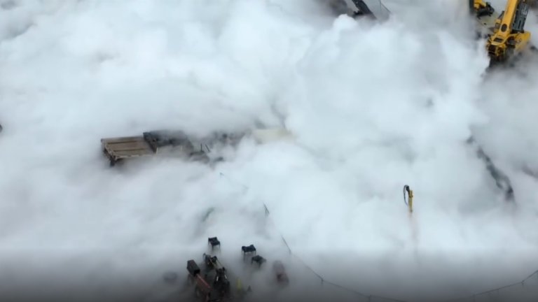 Natural gas escaping from the damaged Enbridge Line 5 pipeline in Wisconsin