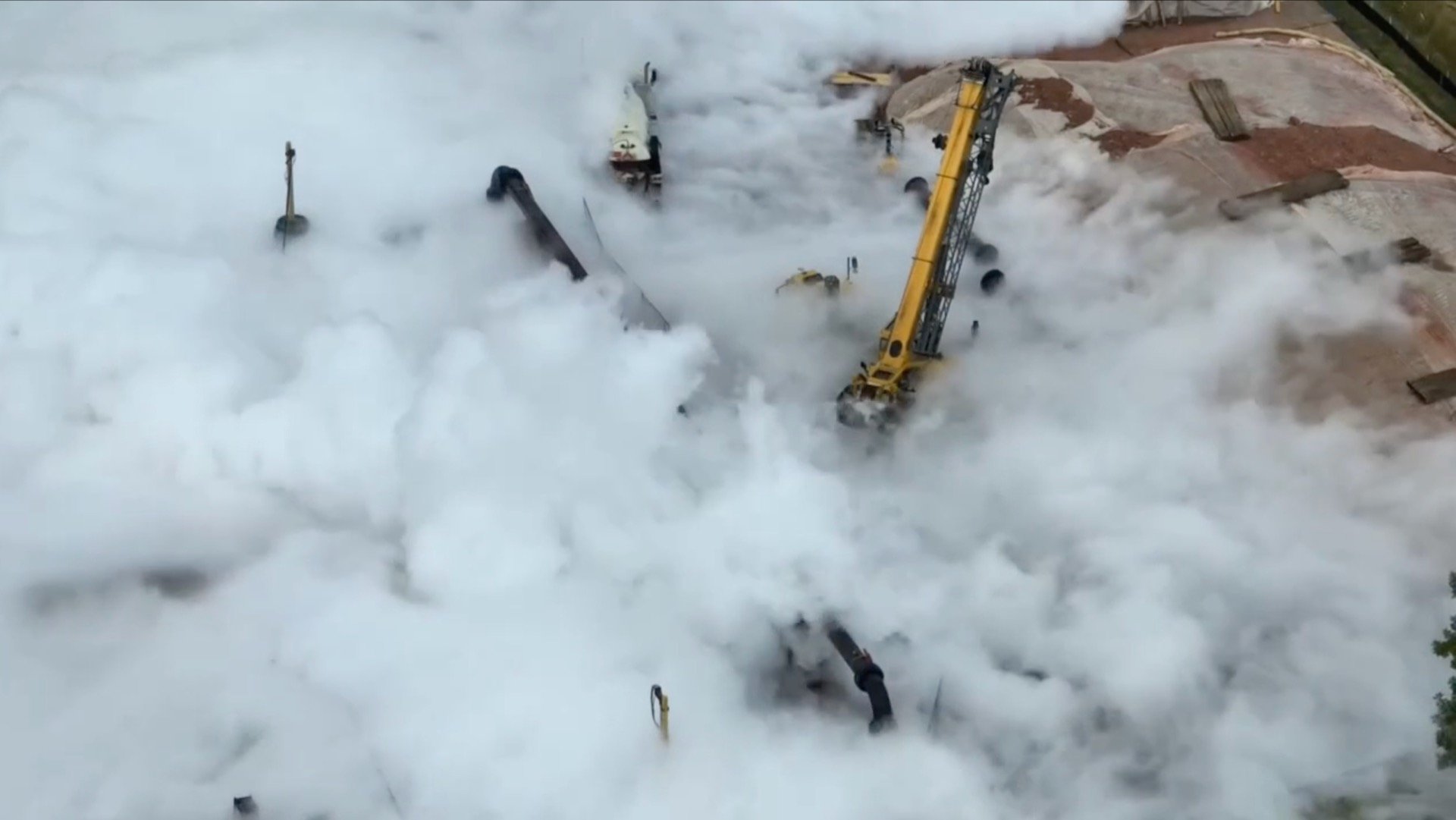 Natural gas escaping from the damaged Enbridge Line 5 pipeline in Wisconsin