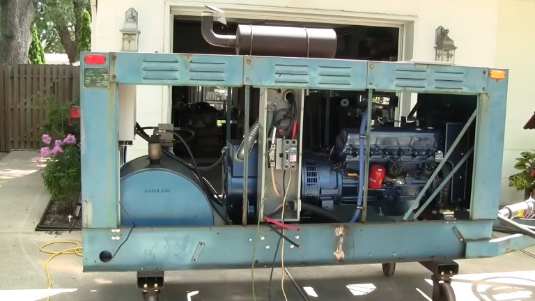 225-cubic-inch Chrysler slant-six engine used in a genset