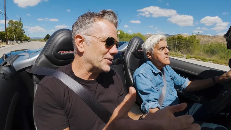 Tesla design chief Franz von Holzhausen with Jay Leno