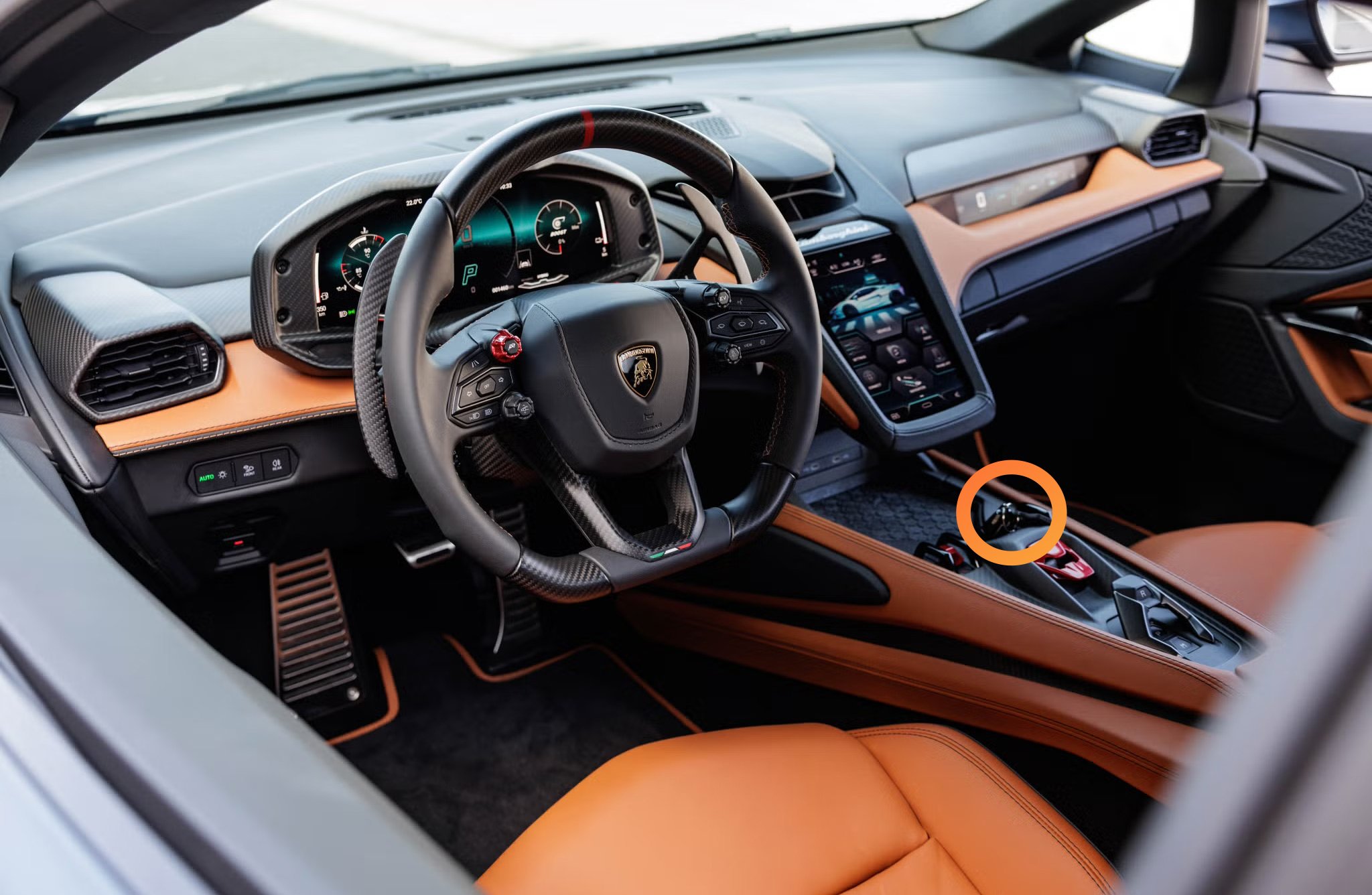 lamborghini temerario interior fuel filler door button location