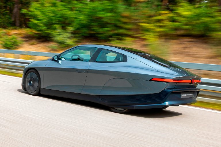 VW Mission Efficiency rear 3/4 angle driving