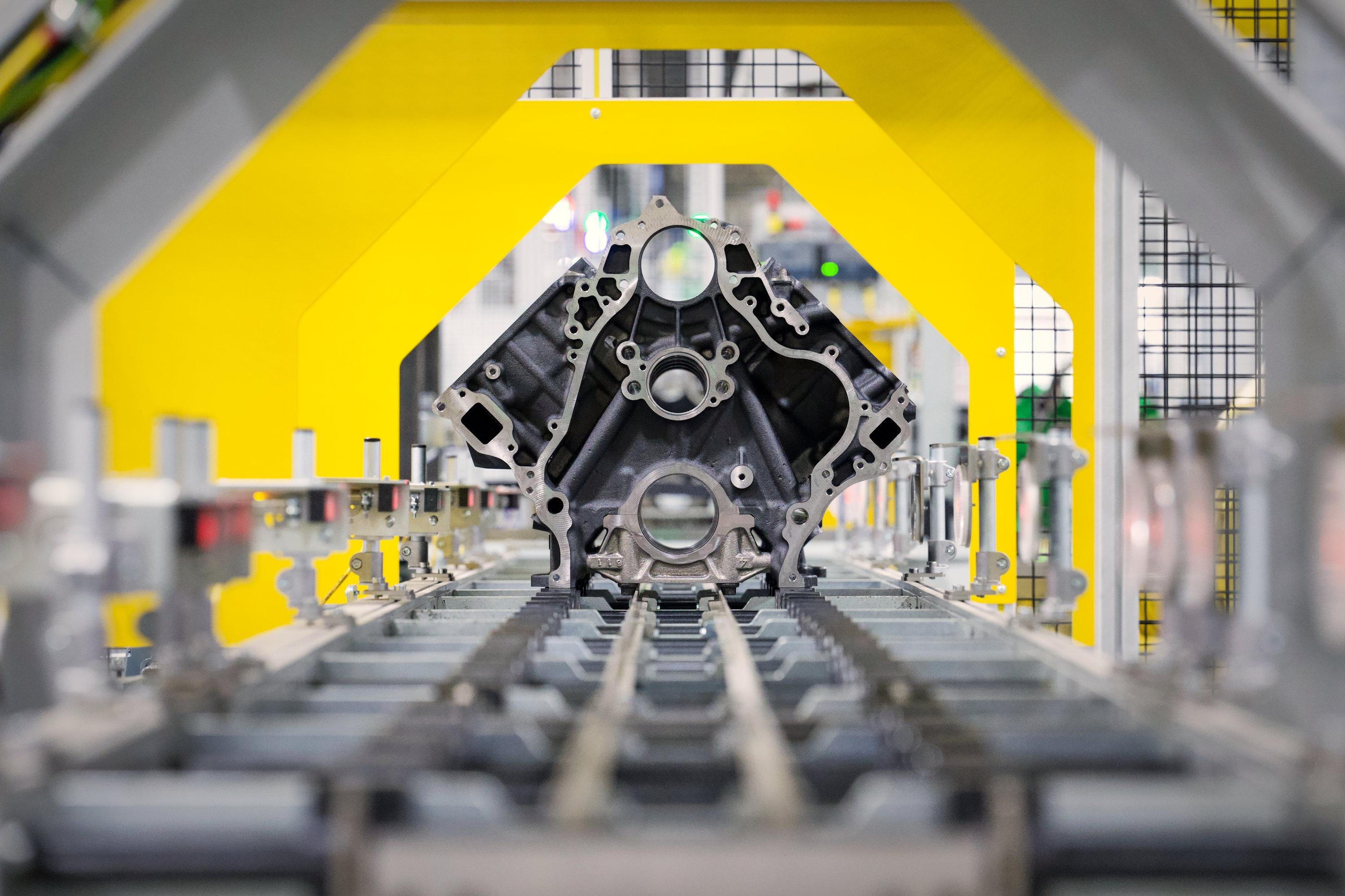 GM 8.3L Duramax diesel at the manufacturing plant