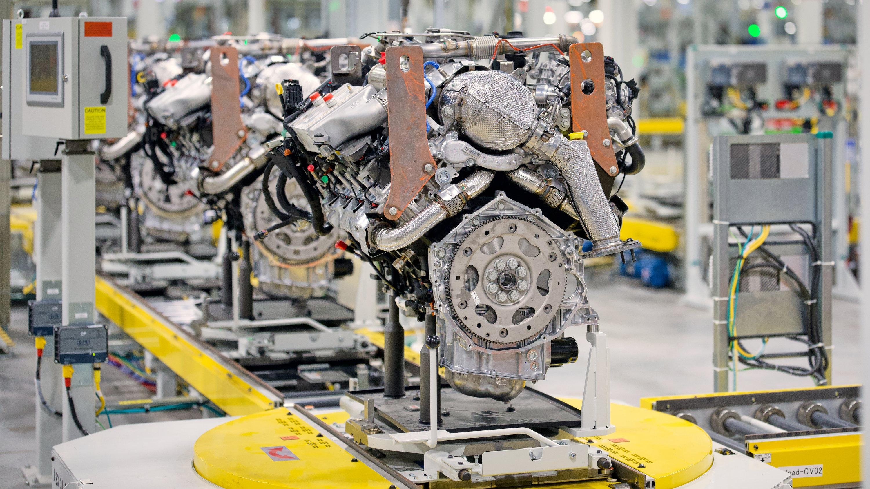 GM 8.3L Duramax diesel at the manufacturing plant