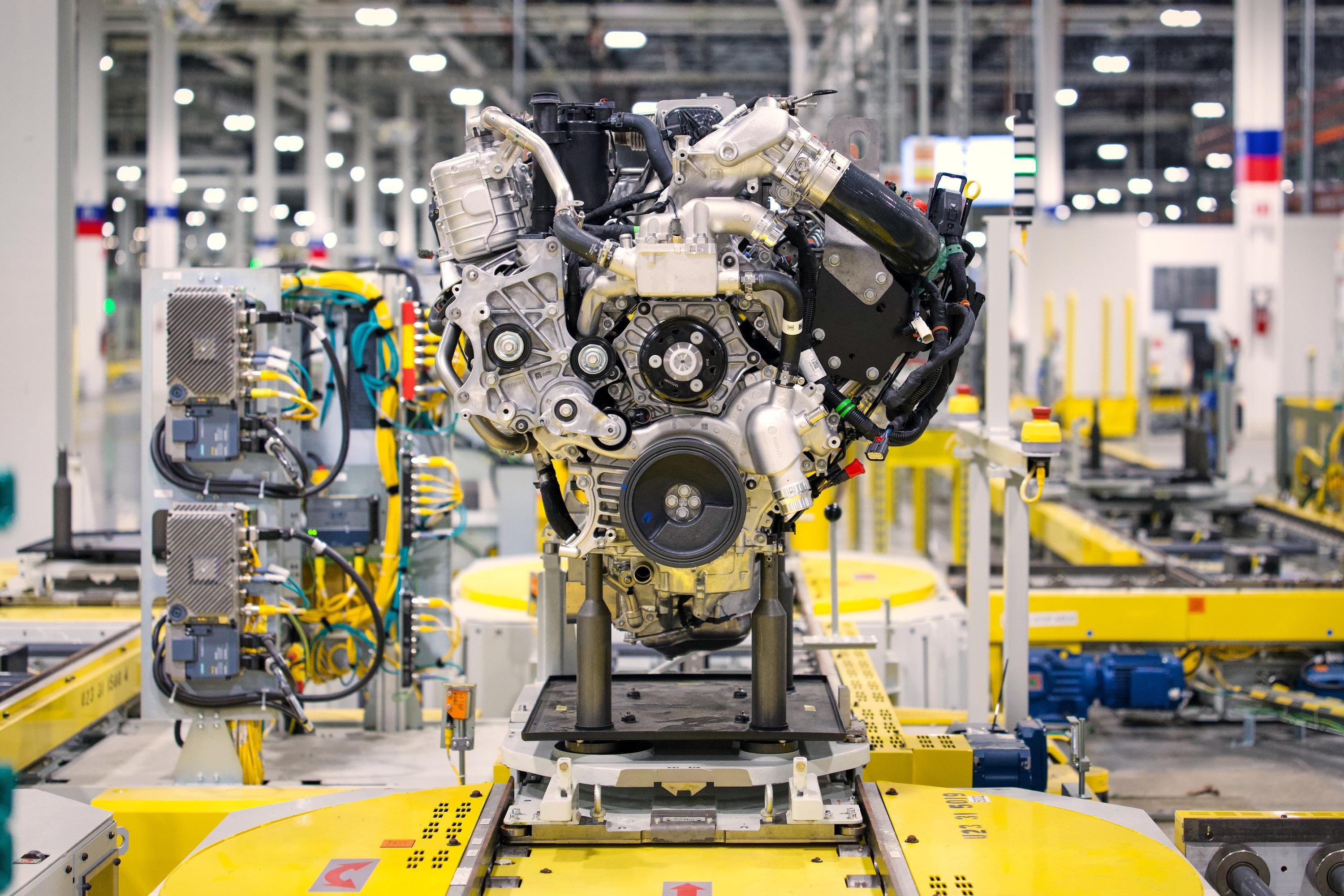 GM 8.3L Duramax diesel at the manufacturing plant