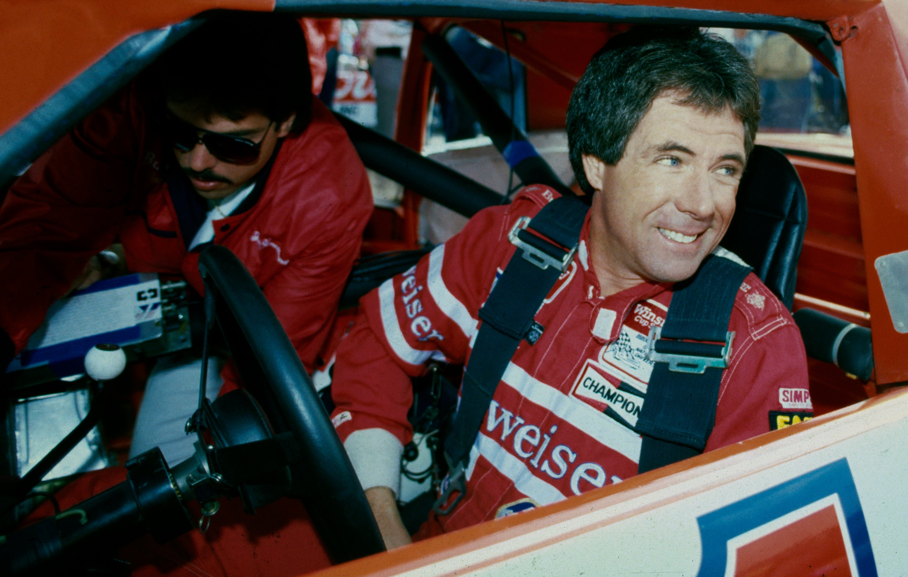 RIVERSIDE, CALIFORNIA - NOVEMBER 17: NASCAR racer Darrell Waltrip before the Winston Western 500 at California Speedway, November 17, 1985 in Riverside, California. (Photo by Bob Riha, Jr./Getty Images)