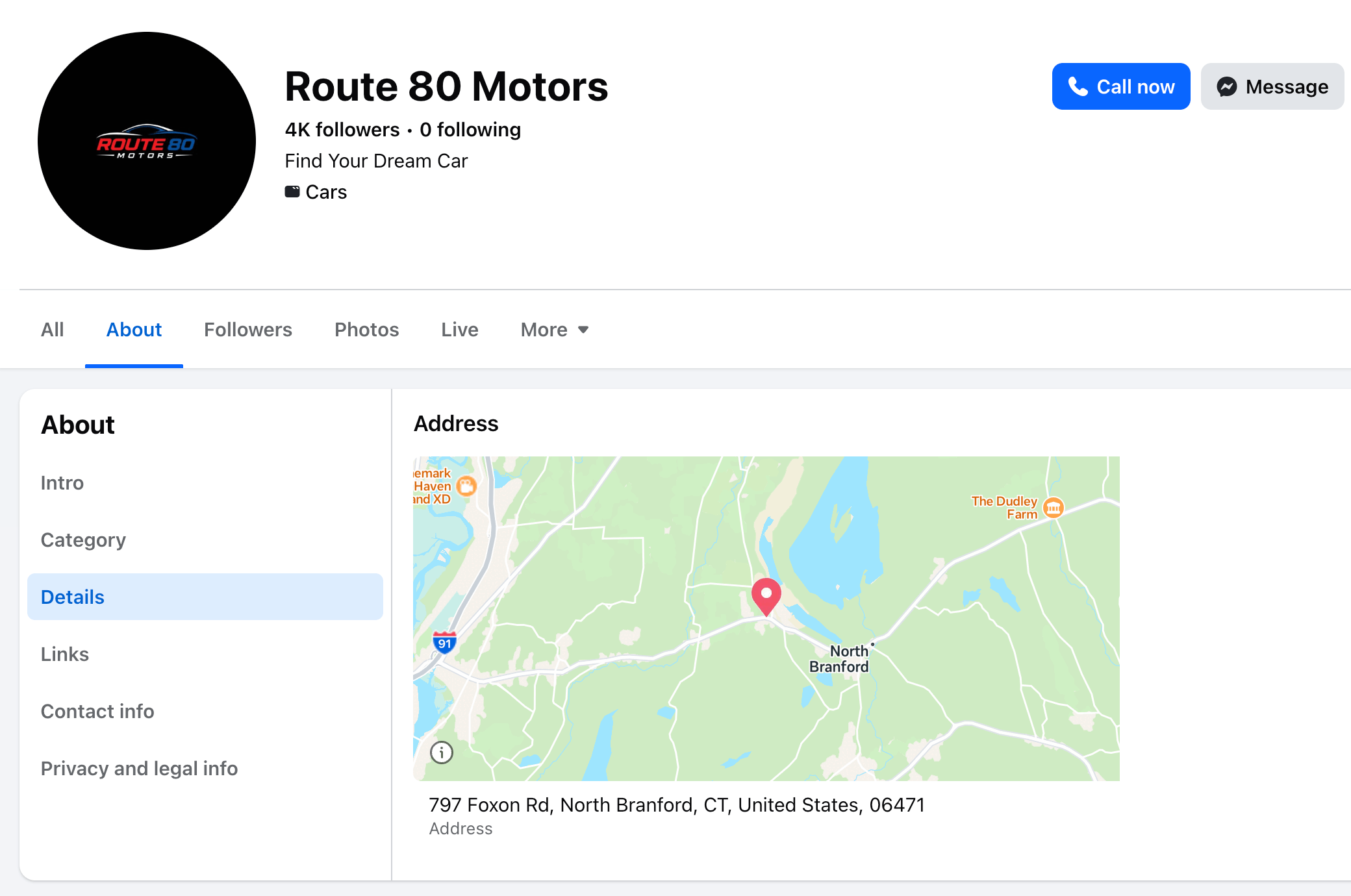 Fake Route 80 Motors account