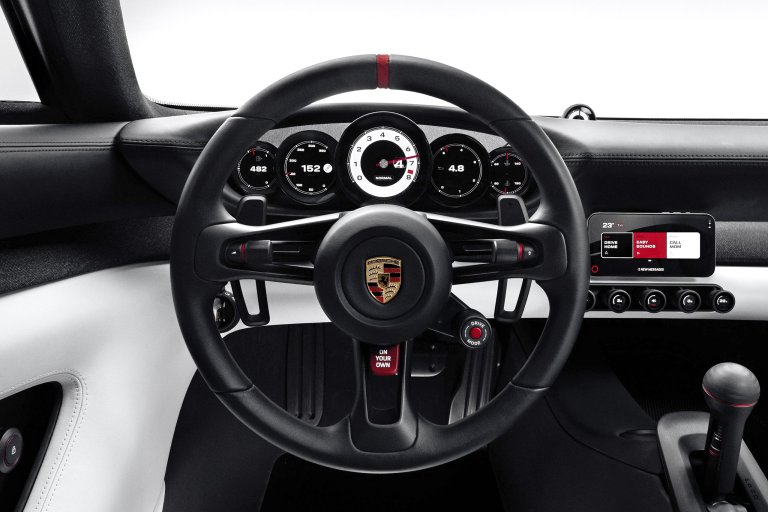 Porsche Mission S steering wheel and gauges