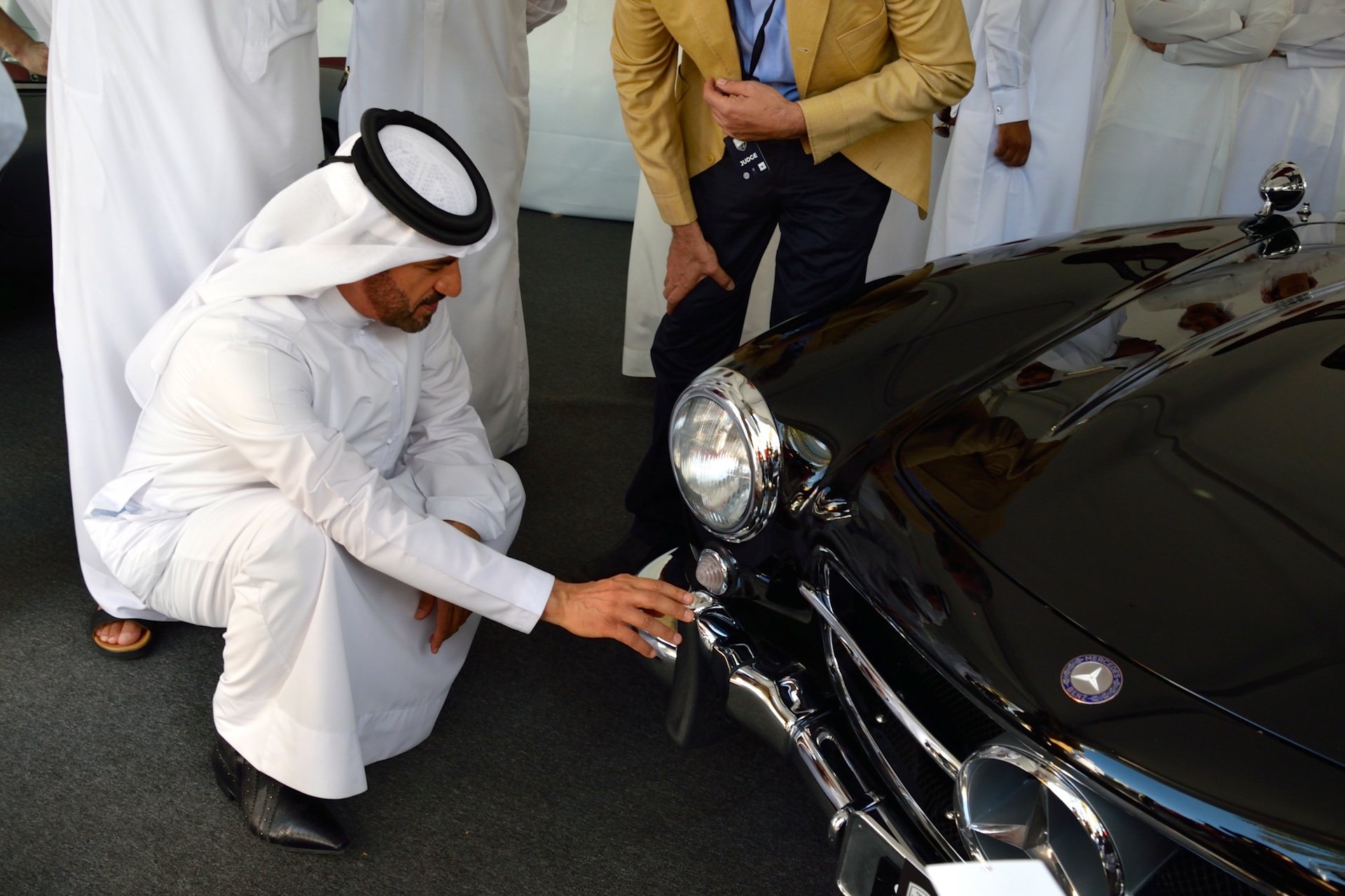 DUBAI, DUBAI - MARCH 24: Mohammed Ben Sulayem, President of the Automobile and Touring Club of the UAE, at the opening ceremony of the 8th Emirates Classic Car Festival 2016 that has over 300 vintage vehicles from 1916 to 1986 on display at Mohammed Bin Rashid Boulevard on March 24, 2016 in Dubai, United Arab Emirates. (Photo by Rubina A. Khan/Getty Images)