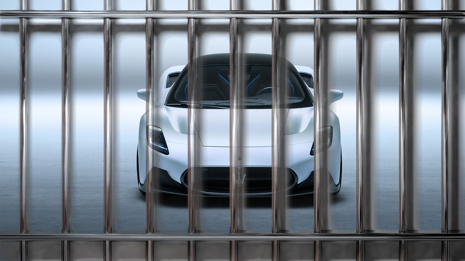 Maserati MC20 behind prison bars
