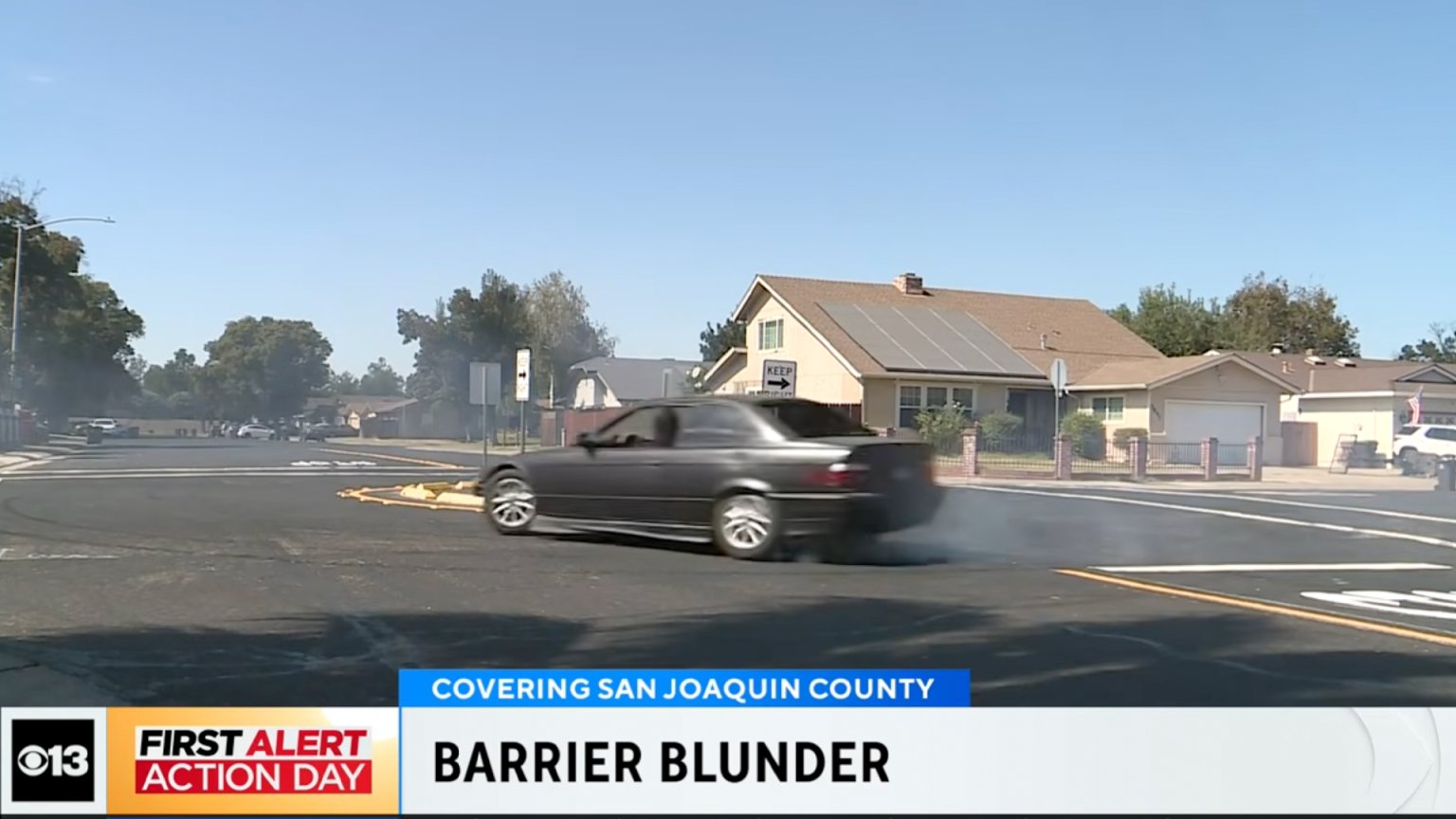 BMW doing donut in city of Stockton, CA
