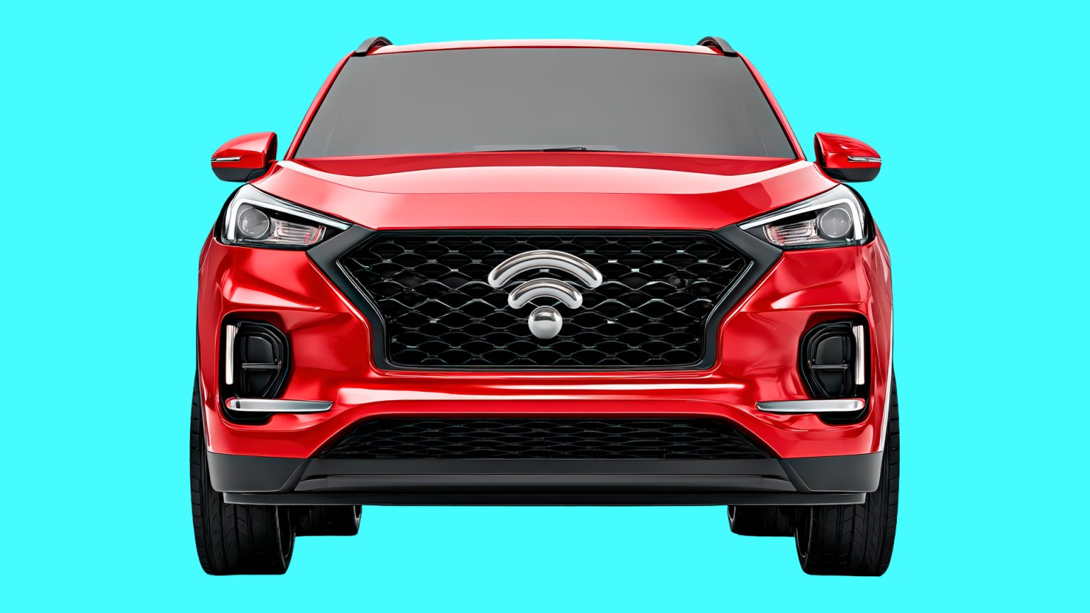 Car but with wifi icon as a logo.