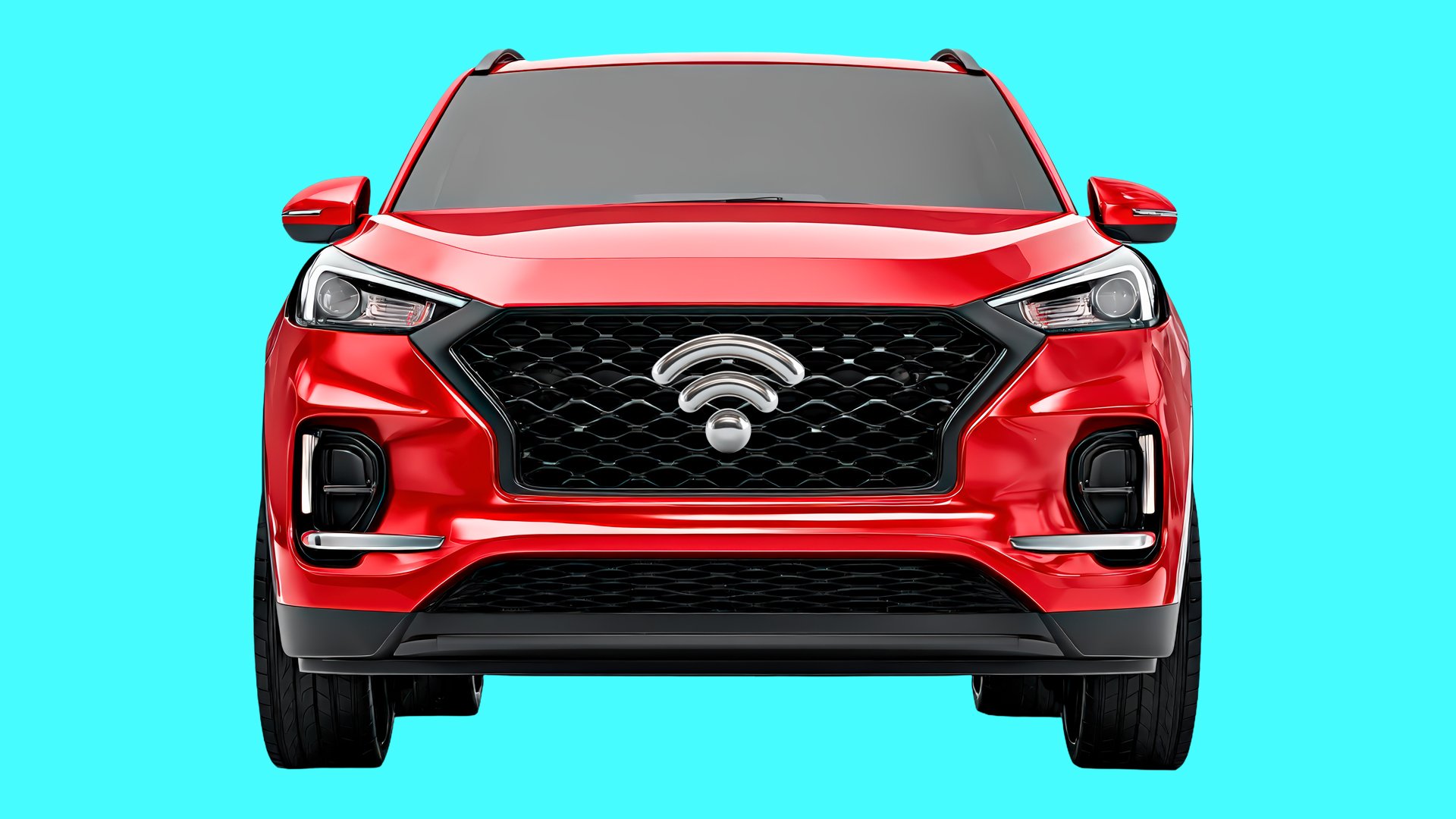 Car but with wifi icon as a logo.