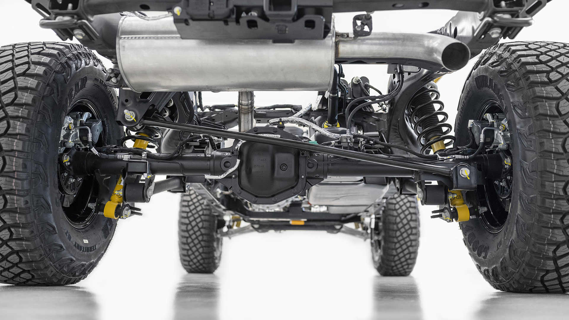 The new Ford Bronco has four-wheel drive.