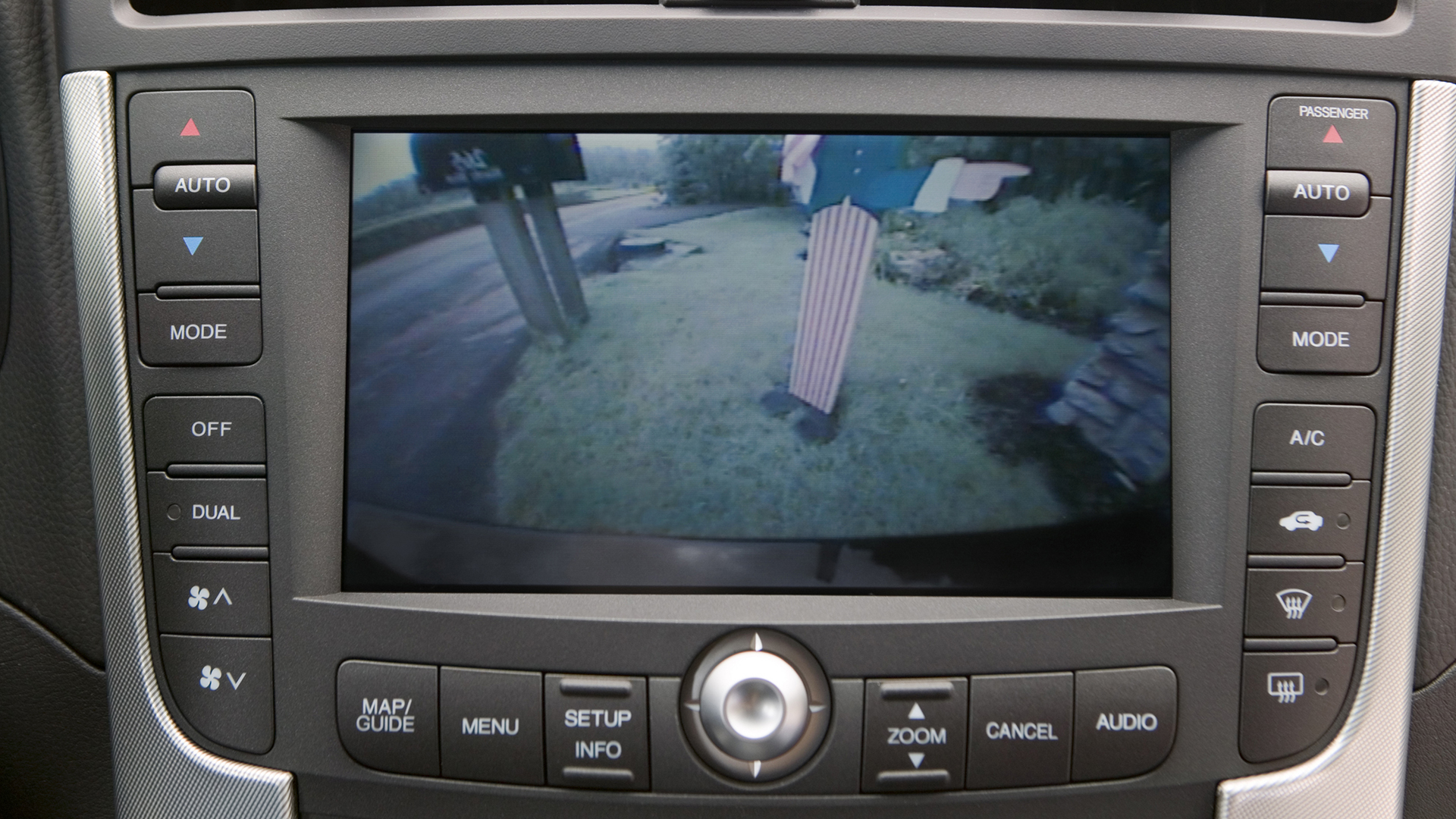 The rearview camera of a 2007-2008 Acura TL Type S.