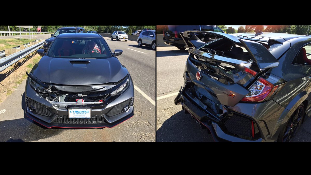 Dirty Type R Unlucky Honda Civic Type R Owner Gets Rear-Ended Heading Home from Dealer
